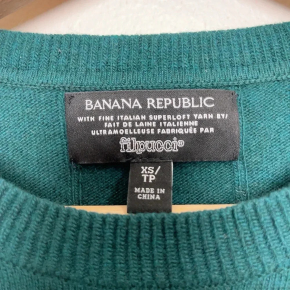 Banana Republic Womens XS Crew Neck Green Filpucci Cashmere Sweater - Picture 7 of 12